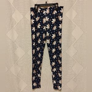 Bobbie Brooks Kids Navy Blue Star and Unicorn Print Leggings Girls Size Large